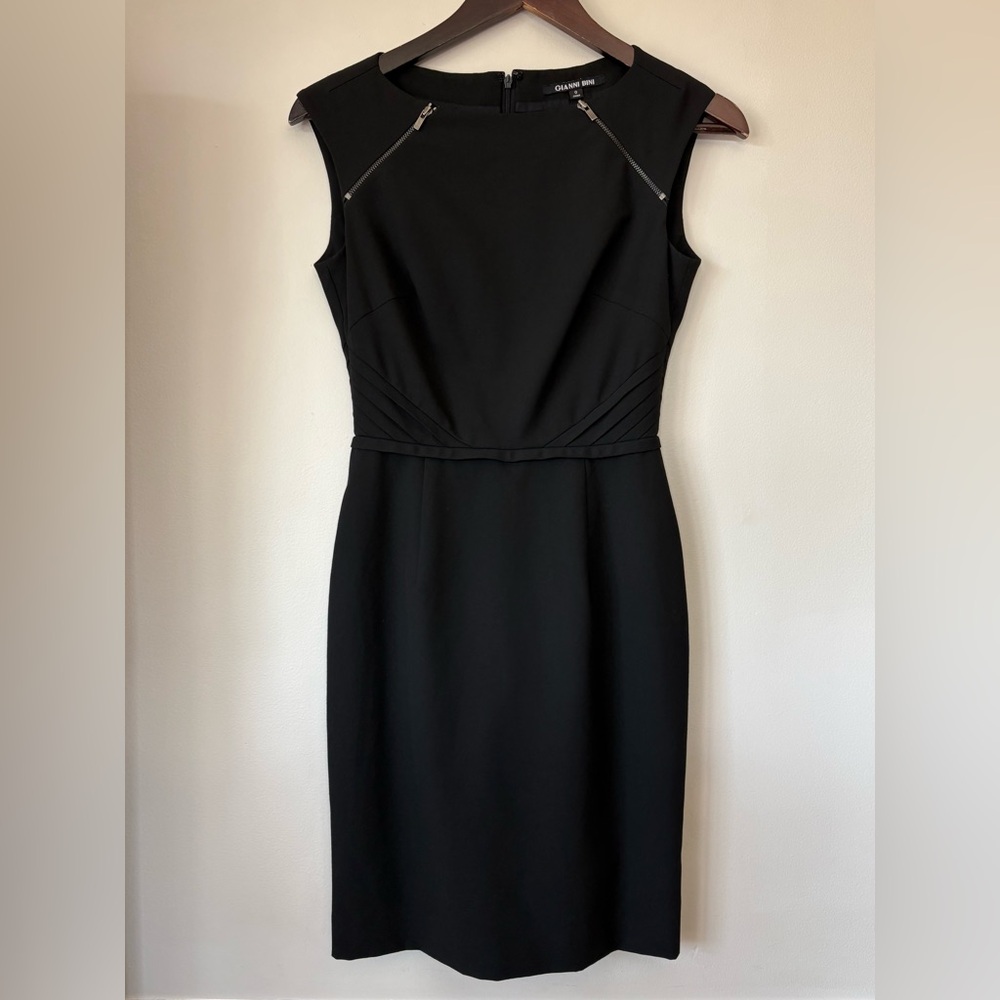 Gianni Bini Black Sheath Dress Size 0 Pencil Cocktail Formal Evening Classic